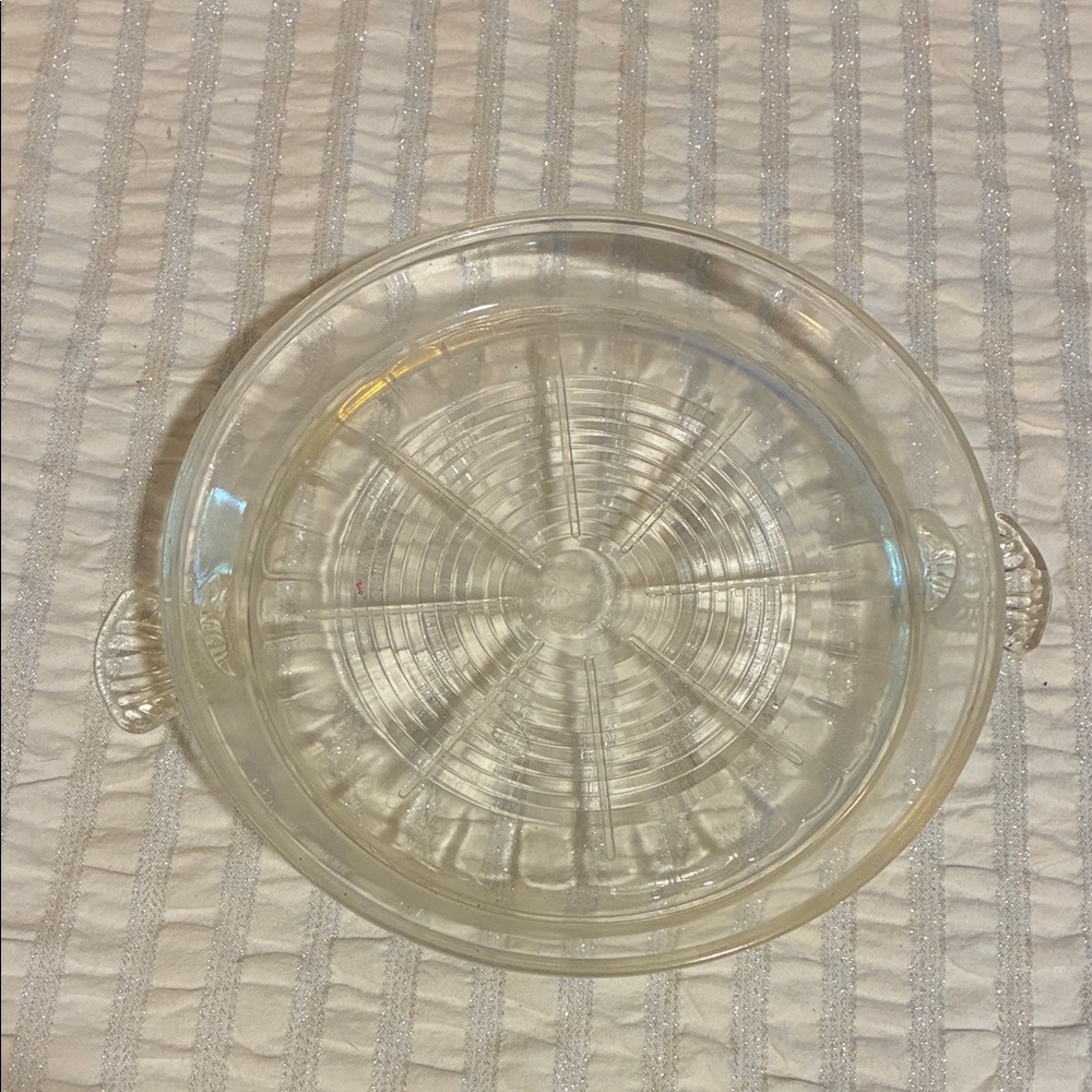 Vintage Fire King Clear Glass Pie Dish